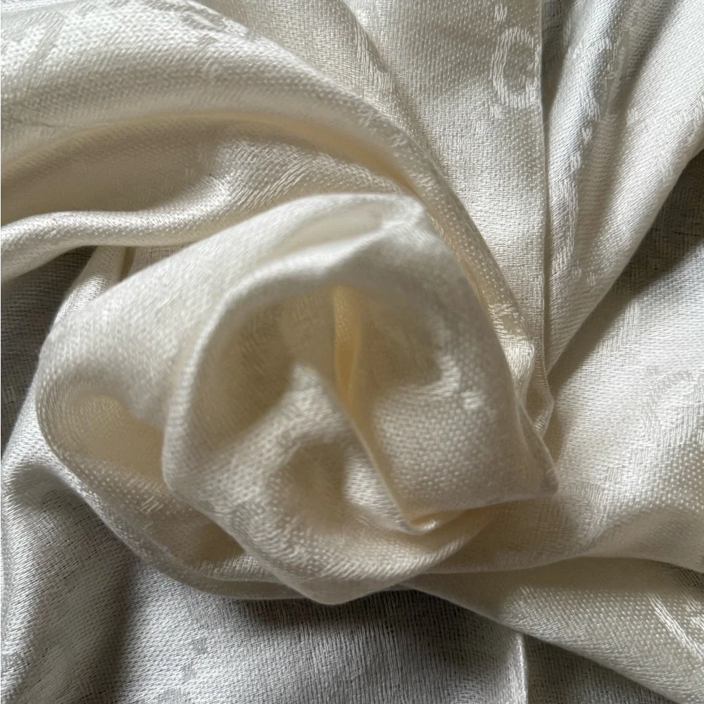 Gucci Cream Jacquard GG Silk Blend Scarf